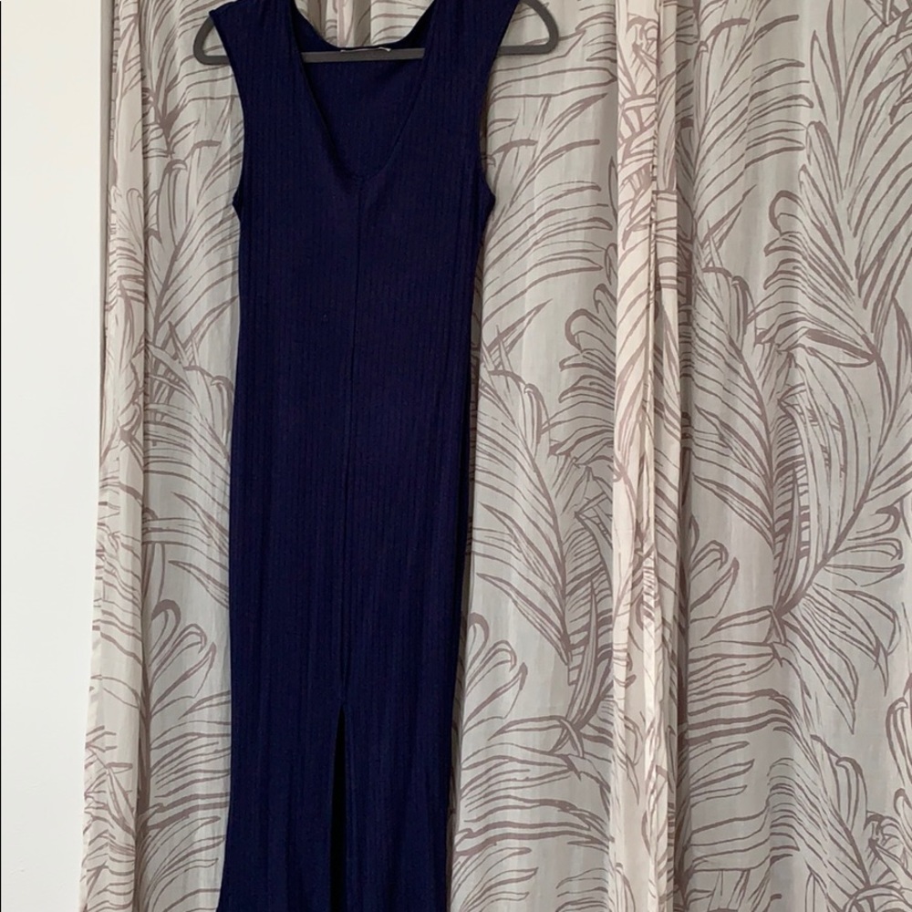 Ribbed Navy Midi dress